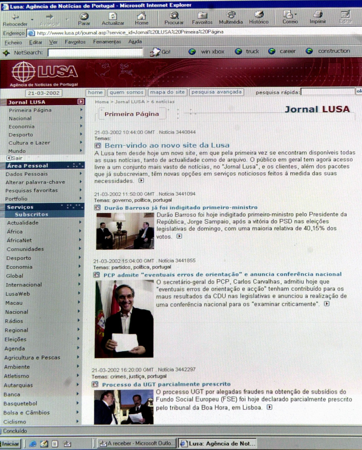 Surge uma nova página na internet, www.lusa.pt,